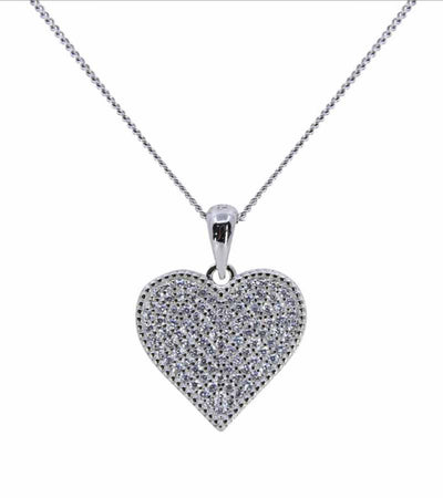 Forever Love Silver CZ Heart Pendant front view