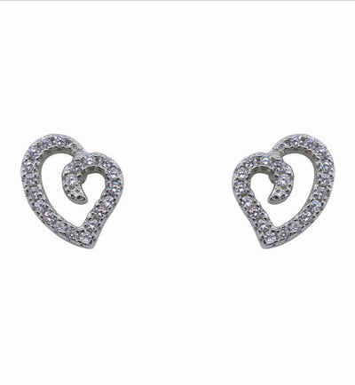 Radiant Heart Silver CZ Stud Earrings front view