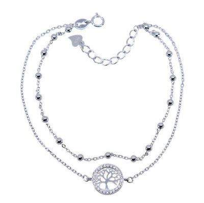 Tranquil Tree of Life Silver CZ Bracelet front view