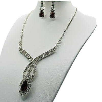 Venetti Rhodium-Plated Diamante Necklace & Drop Earring Set