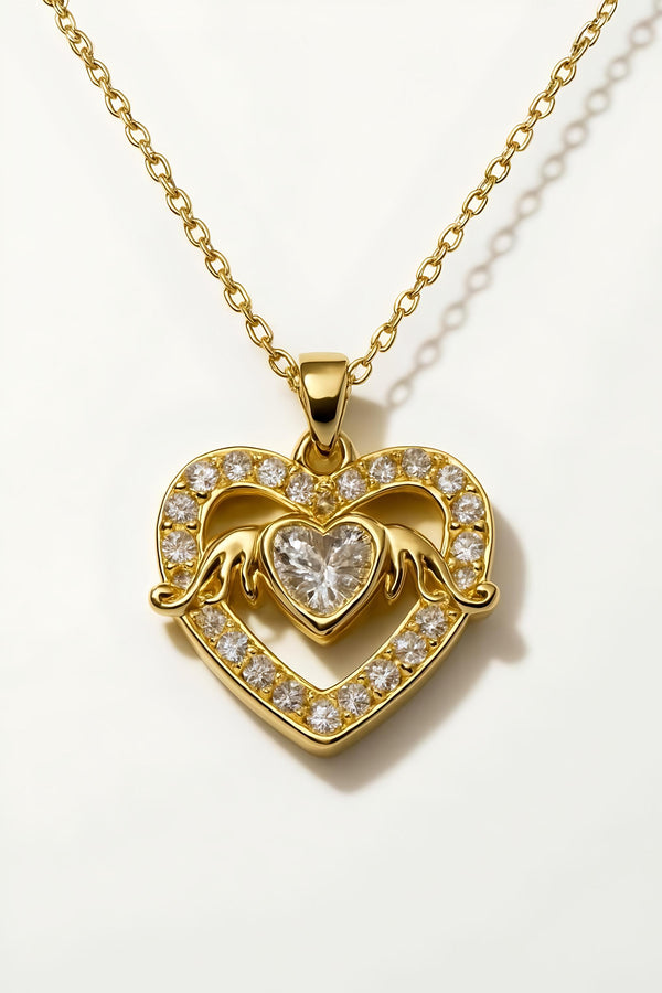 Boxed Diamante Mum Heart Pendant Gift Set