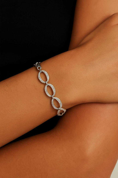 Brilliant Spark Clear CZ Sterling Silver Bracelet front view