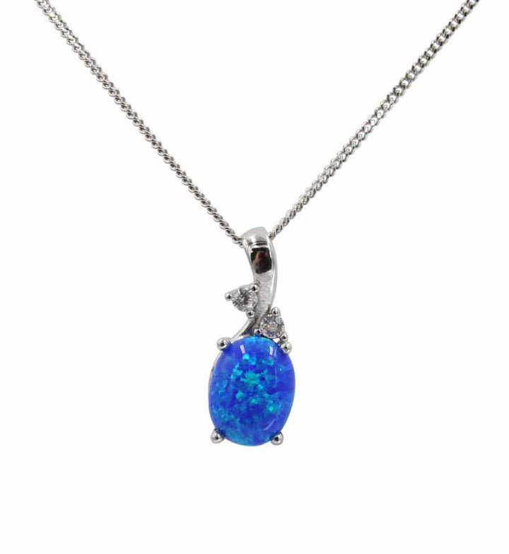 Elegant Sterling Silver Pendant with Opal and Cubic Zirconia