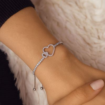 Eternal Love Silver CZ Heart Bracelet front view