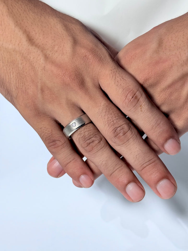 Grey Line Men’s Wedding Band Front View