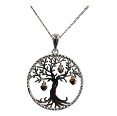 Harmony Tree of Life & Hearts Silver Pendant showcasing elegant sterling silver design