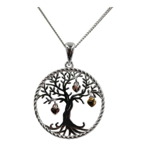 Harmony Tree of Life & Hearts Silver Pendant showcasing elegant sterling silver design