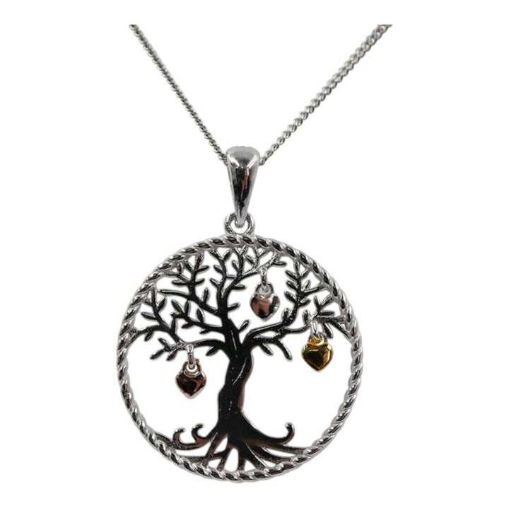 Harmony Tree of Life & Hearts Silver Pendant showcasing elegant sterling silver design