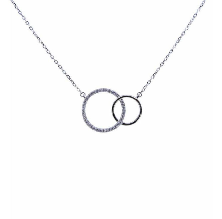 Interlocking Circles CZ Necklace full view in sterling silver