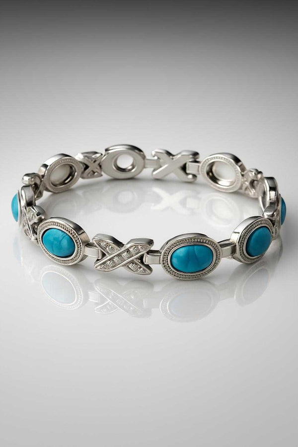 Ladies Silver Magnetic Bracelet worn on wrist