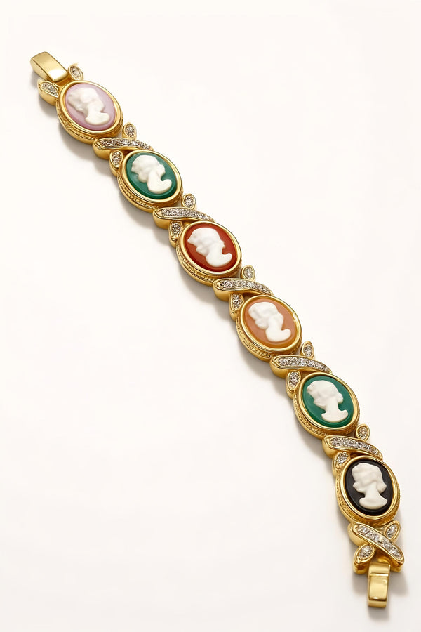 Magnetic Cameo Bracelet with Clear Crystal Stones