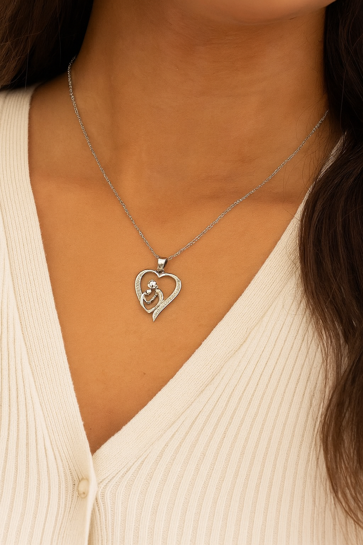 Pendant displayed with sterling silver chain