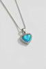 Blue Opal & CZ Heart Pendant full view in sterling silver