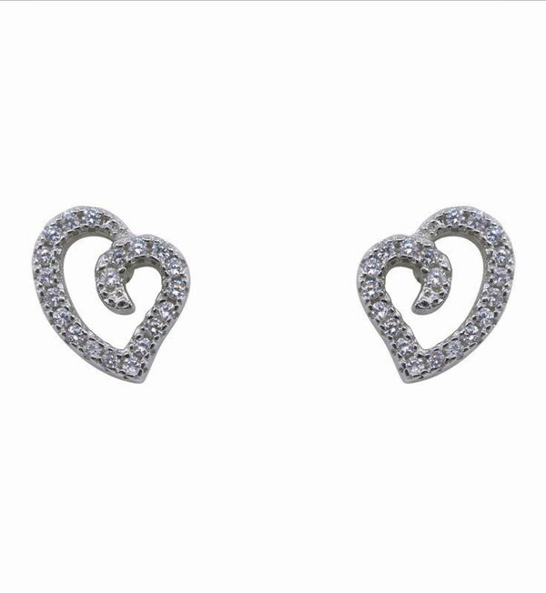 Radiant Heart Silver CZ Stud Earrings front view