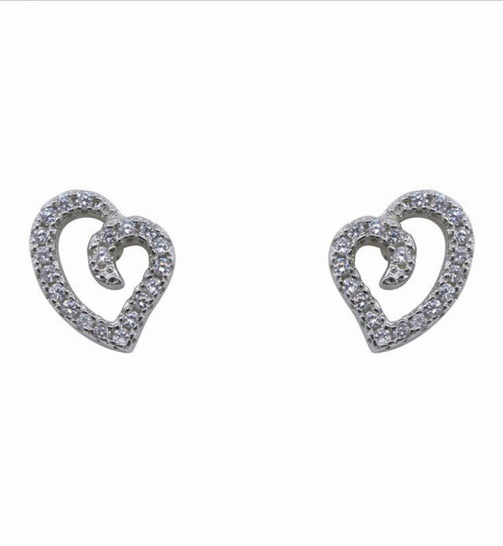 Radiant Heart Silver CZ Stud Earrings front view