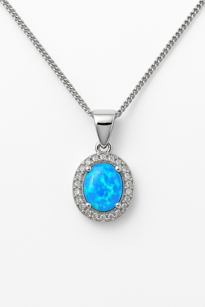 Necklace on sterling silver chain with oval pendant