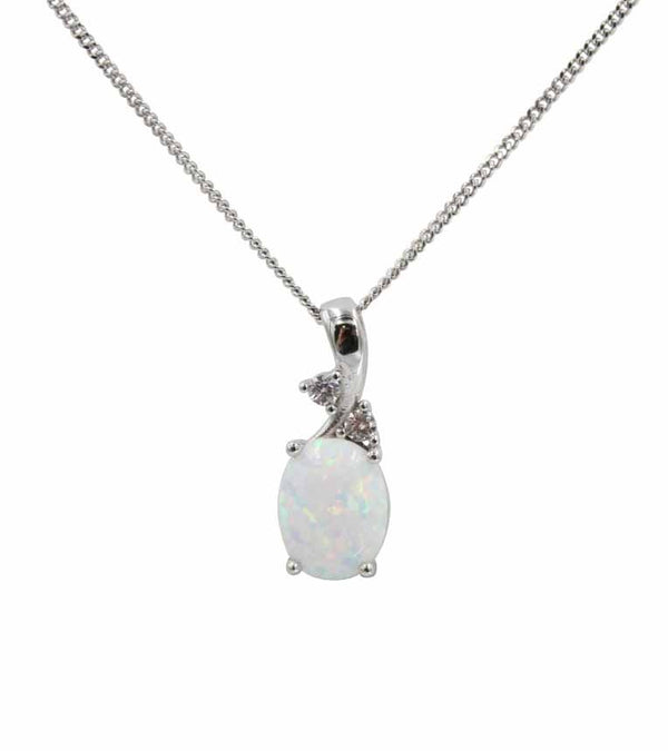 Sterling Silver Celestial Opal Pendant with Blue and White Opal Stones
