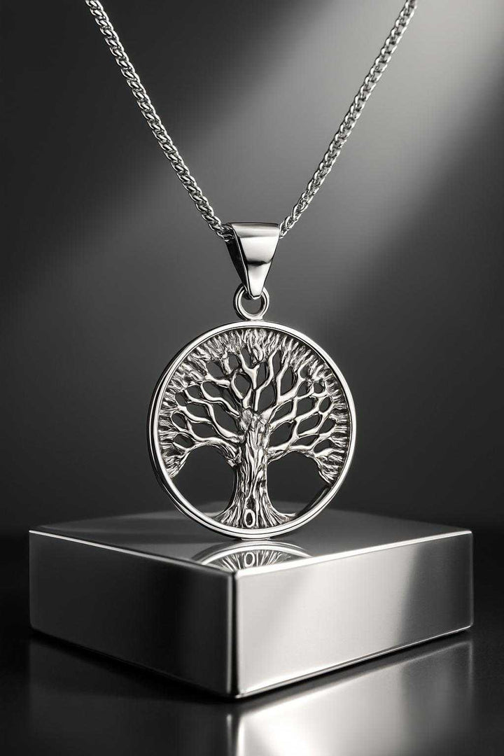 Pendant displayed with sterling silver chain