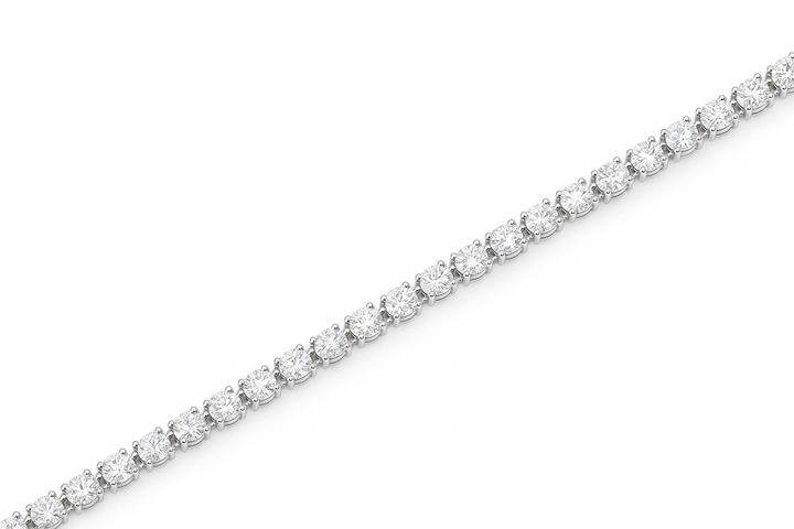 Close-up of sparkling cubic zirconia stones on tennis bracelet